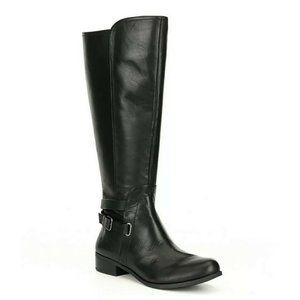 Gianni Bini Black Kassander Leather Studded Block Heel Riding Boots NEW